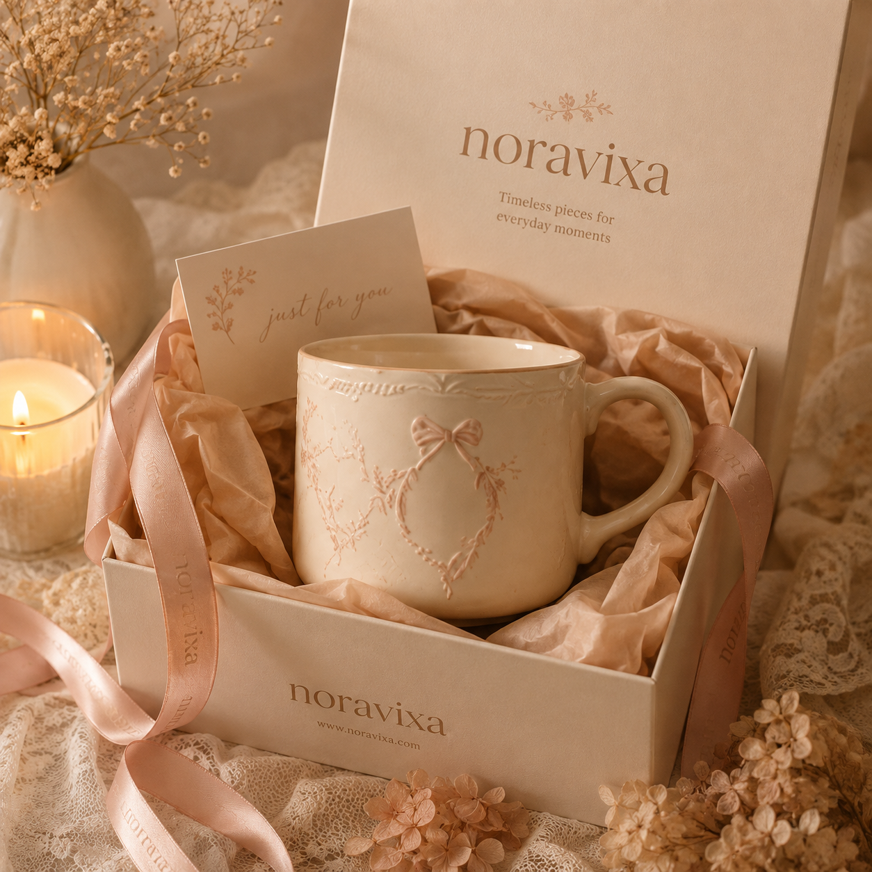 Noravixa®| Buttercream Bow Mug with Saucer ❤️