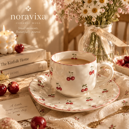 Noravixa®| Cherry Blossom Ceramic Tea Cup Set❤️