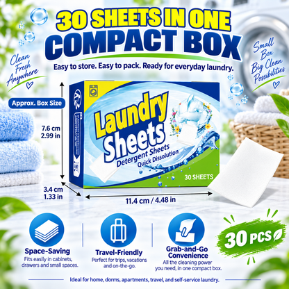 ✨One Sheet, One Fresh Clean✨ – 🥼Concentrated Laundry Detergent Sheets for Tough Stains, Everyday Laundry & Effortless Washing