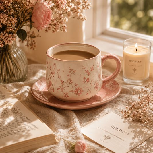 Noravixa®| Blush Floral Ceramic Tea Cup ❤️