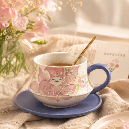 Noravixa®| Blue Daisy Sprig Mug with Saucer ❤️