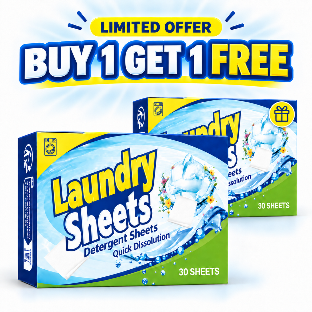 ✨One Sheet, One Fresh Clean✨ – 🥼Concentrated Laundry Detergent Sheets for Tough Stains, Everyday Laundry & Effortless Washing