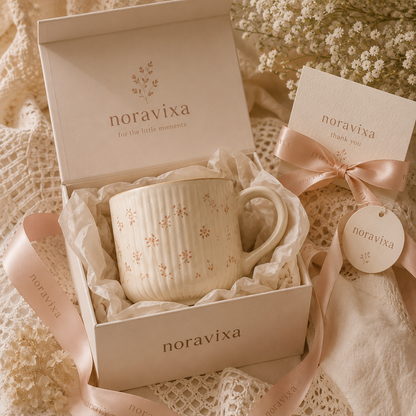 Noravixa®| Minimal Pink Floral Stripe Mug ❤️