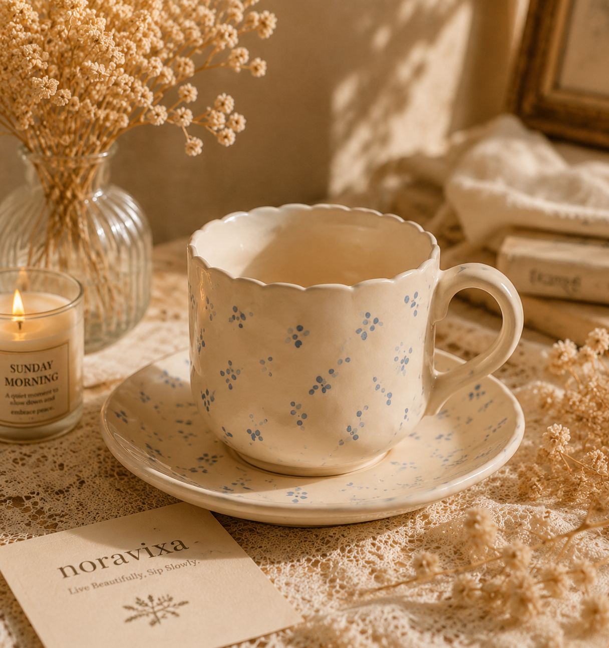 Noravixa®| Daisy Sprig Mug with Saucer ❤️