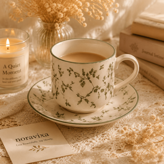 Noravixa®| Green Vine Mug with Saucer ❤️