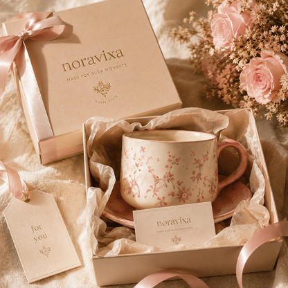 Noravixa®| Blush Floral Ceramic Tea Cup ❤️